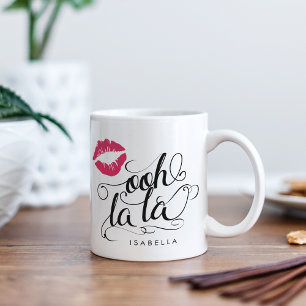 Ooh La Black & Pink Lip Drucktypografie Kaffeetasse