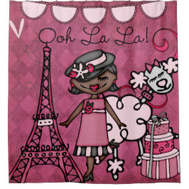Ooh La-La-Afroamerikaner-Diva-Eiffelturm Duschvorhang