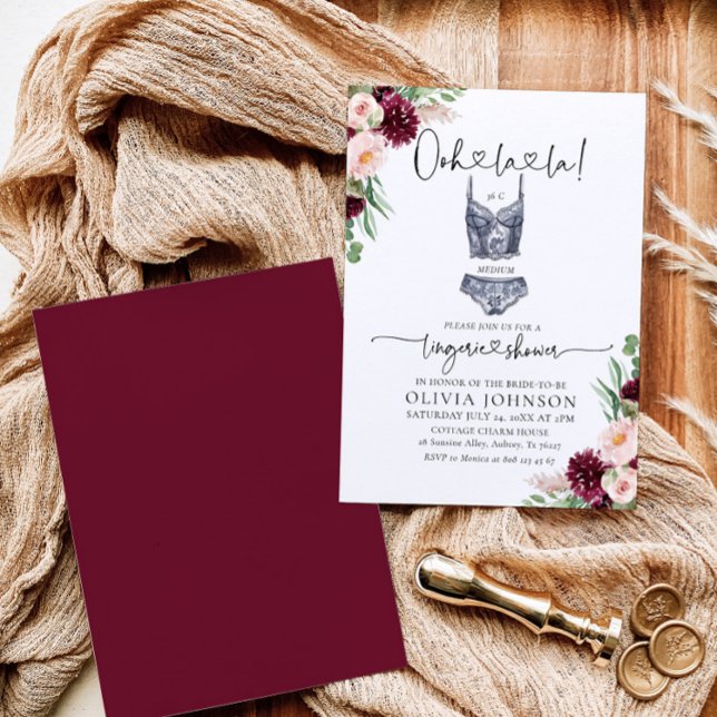 Ooh la la Bra Lingerie Invitation à la douche nupt (Créateur téléchargé)