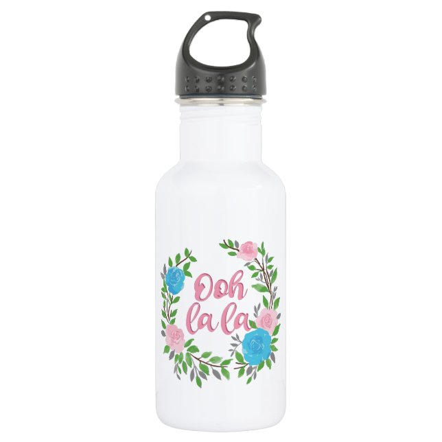 Ooh La La - französische Begriffe Edelstahlflasche (Vorderseite)