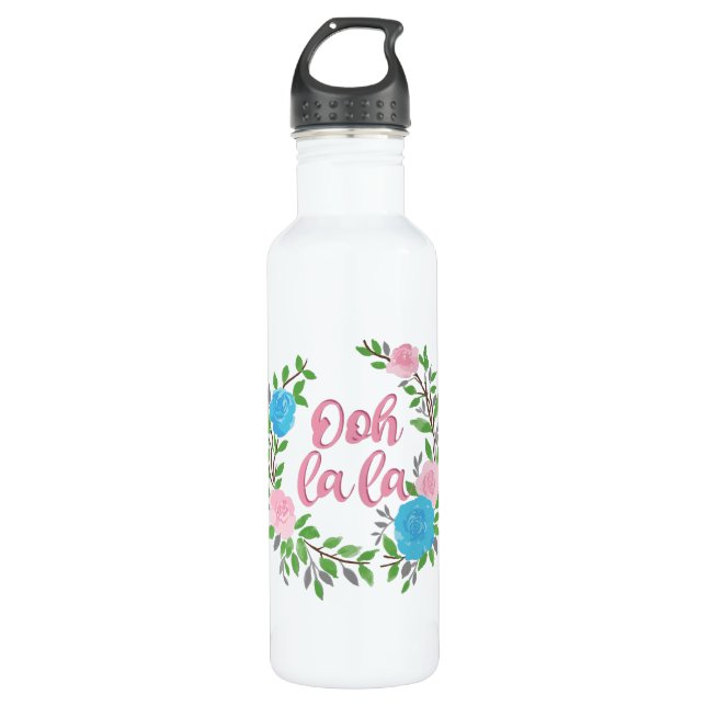 Ooh La La - französische Begriffe Edelstahlflasche (Vorderseite)
