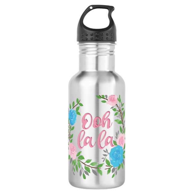 Ooh La La - französische Begriffe Edelstahlflasche (Vorderseite)