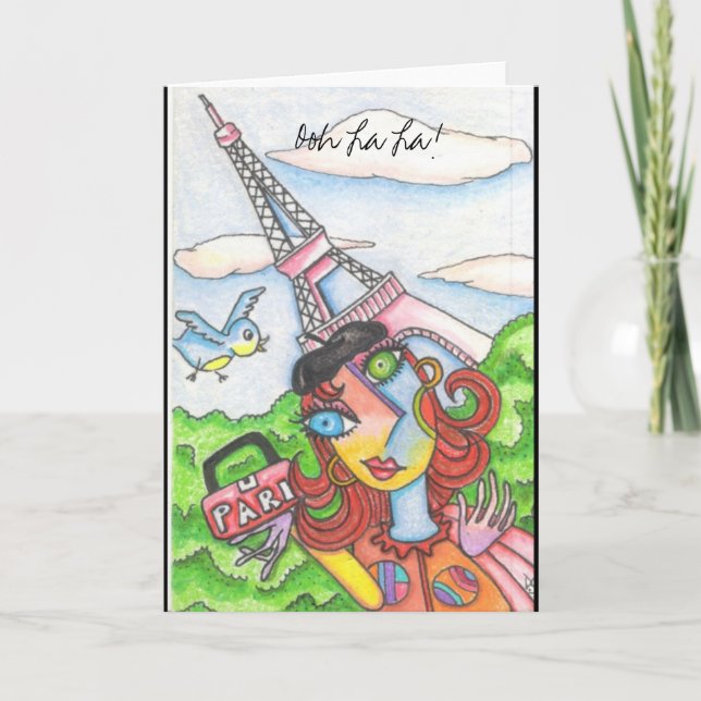 Ooh La La! Frau in Paris Card Karte (Vorderseite)