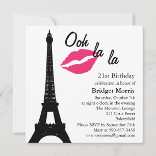 Ooh la la ! Invitation d'anniversaire (blanc)