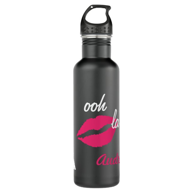 Ooh la la la! (Mattschwarz) Trinkflasche (Vorderseite)