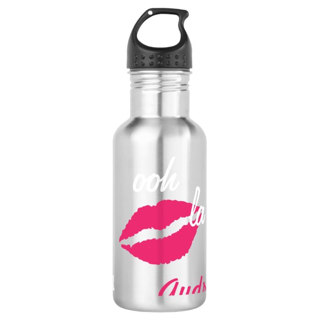 Ooh la la la! (Mattschwarz) Trinkflasche (Vorderseite)