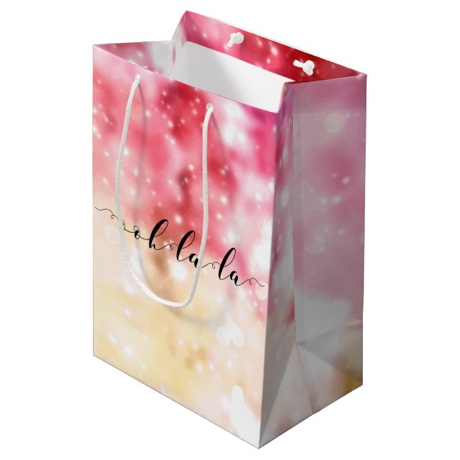 Ooh-La-La-La Mittlere Geschenktüte (Vorderseite Schrägansicht)