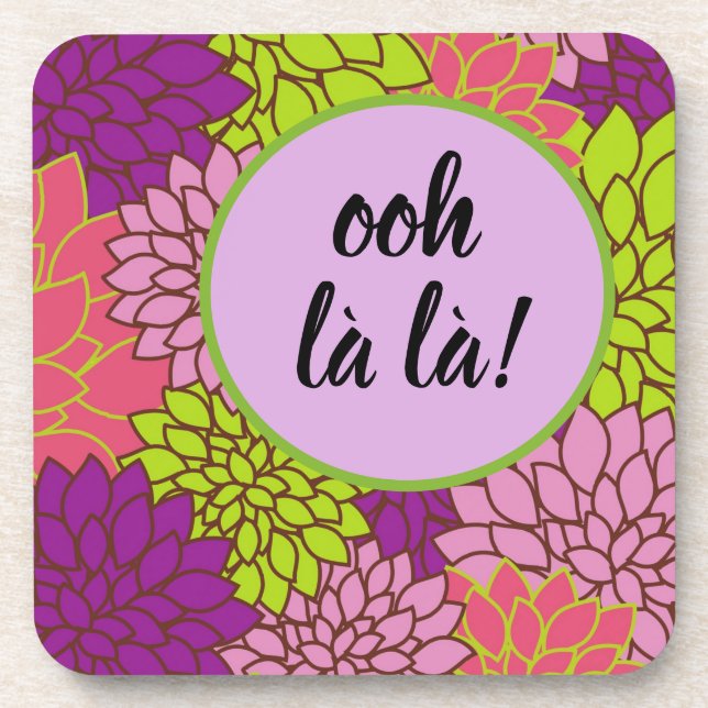 Ooh-la-la-Monogramm-Set für floralen Untersetzer (Vorderseite)