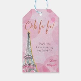 Ooh La-La-Rosa-Goldparis-Eiffelturm Bokeh Geschenkanhänger