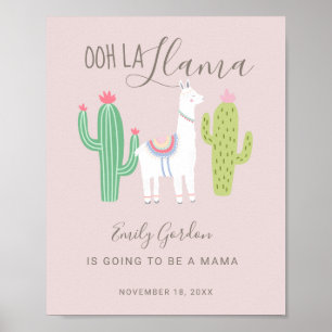Ooh La Lama Baby Shower süßes Baby Mädchen rosa Poster