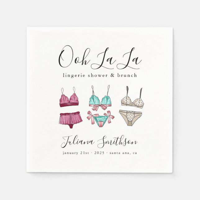 Ooh La Lingerie Brautparty Serviette (Vorderseite)