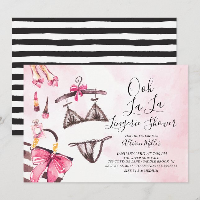 Ooh La Lingerie Bridal Dusche Einladung (Vorne/Hinten)