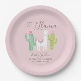 Ooh la llama Babydusche niedliches Mädchen pinkbra Pappteller