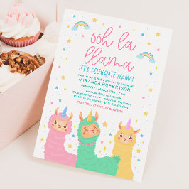 Ooh La Llama Rainbow and Stars Baby Dusche Einladung