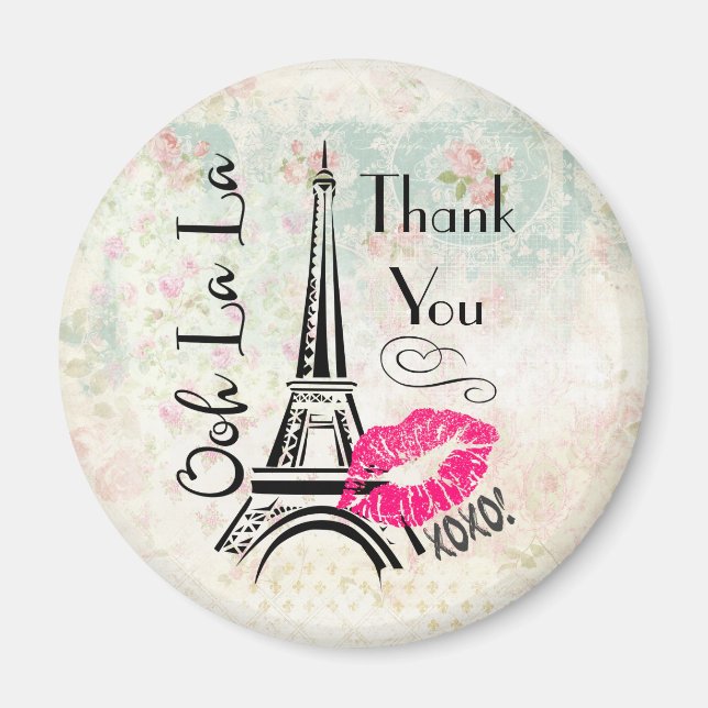 Ooh La Paris Eiffel Tower Vielen Dank Magnet (Vorne)