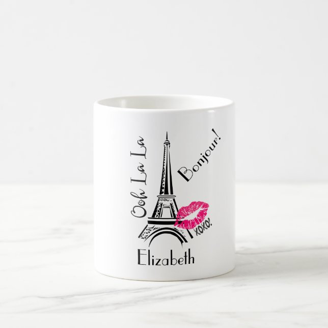 Ooh La Paris Eiffelturm mit rosa Lippen Kaffeetasse (Mittel)