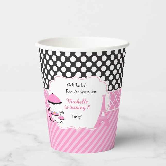 Ooh la Paris Tea Birthday Party Pappbecher (Vorderseite)