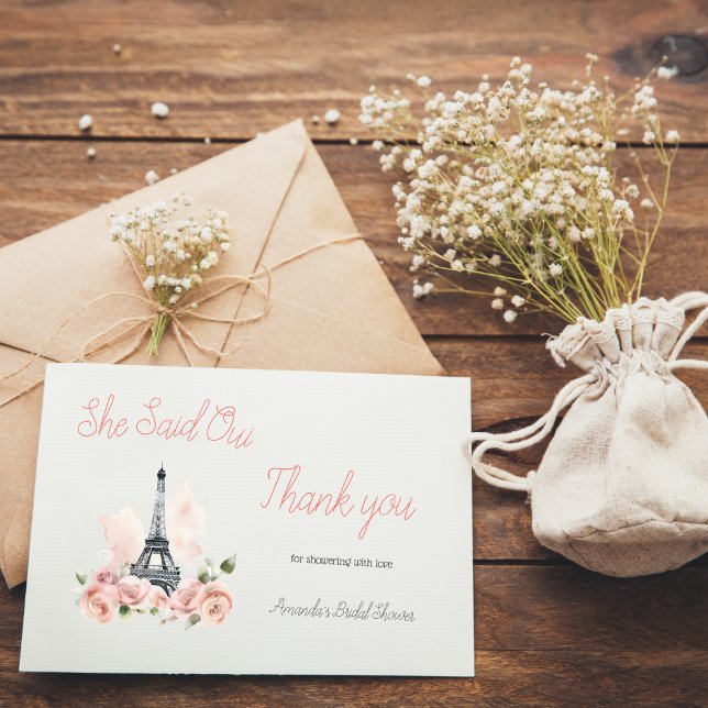 Ooh La Parisian Floral Brautparty Dankeskarte (Von Creator hochgeladen)