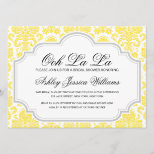 Ooh La Yellow Damask Bridal Dusche Einladungen