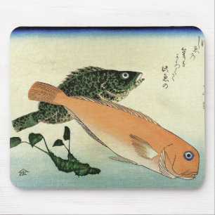 Oomon-hata & Shiro-amadai - Hiroshige's Fish Print Mousepad