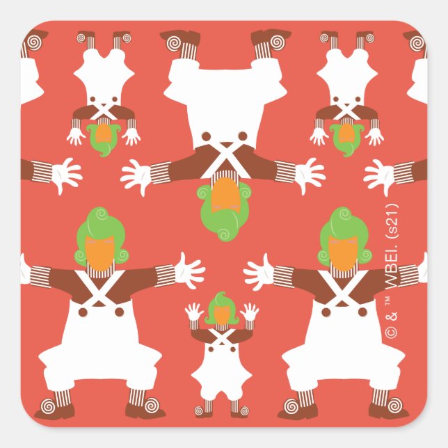 Oompa Loompa Tanzmuster Quadratischer Aufkleber (Vorderseite)