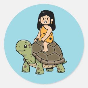 Oona und die Schildkröte Runder Aufkleber
