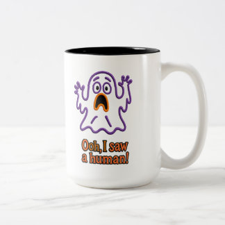 Oooh, ich sah einen Menschen! – Lustiger Geist Hal Zweifarbige Tasse