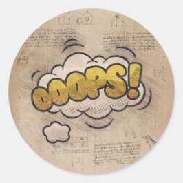 OOOPS! Vintages Comic Buch Steampunk Pop Kunst Runder Aufkleber