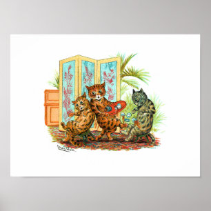 Oops Cat astrophe Louis Wain Poster