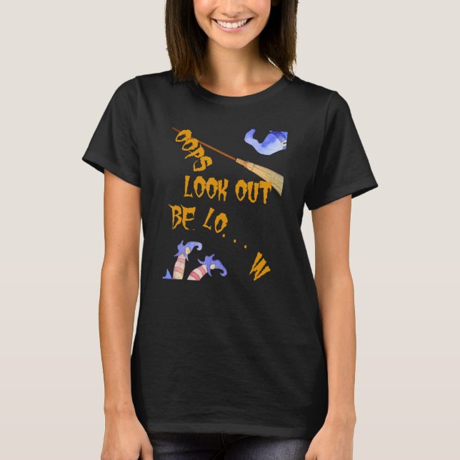 Oops gefallen Flying Hexe Halloween T-Shirt (Vorderseite)