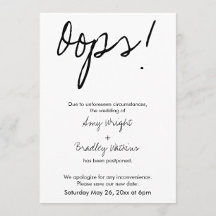 "Oops!" Humorale vertagte Hochzeitsankündigung Einladung