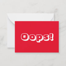 Oops Oops! Sorry red white modern fett Karte