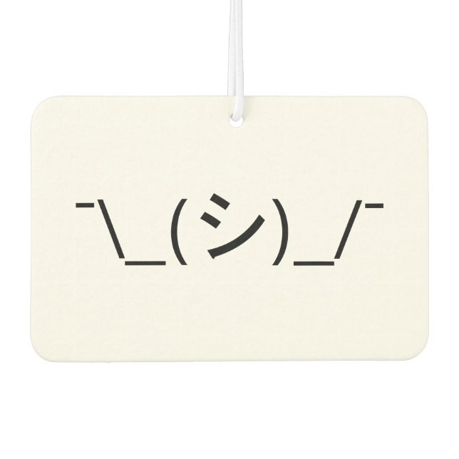Oops Shrug Emoticon Ø\_(シ_/ Japanisch Kaomoji Autolufterfrischer (Vorderseite)