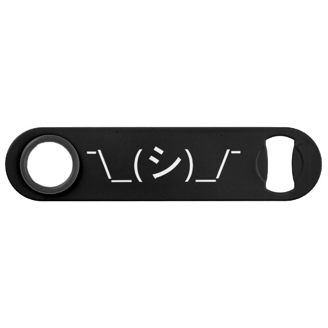 Oops Shrug Emoticon Ø\_(シ_/ Japanisch Kaomoji Speed Flaschenöffner (Vorderseite (Horizontal))