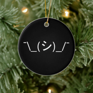 Oops Shrug Emoticon Ø\_(シ_)_/ Japanisches Kaomoji- Keramik Ornament