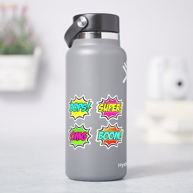 OOPS Super OMG Boom Burst Pop Art 4" Vinyl Aufkleber (HydroFlask)