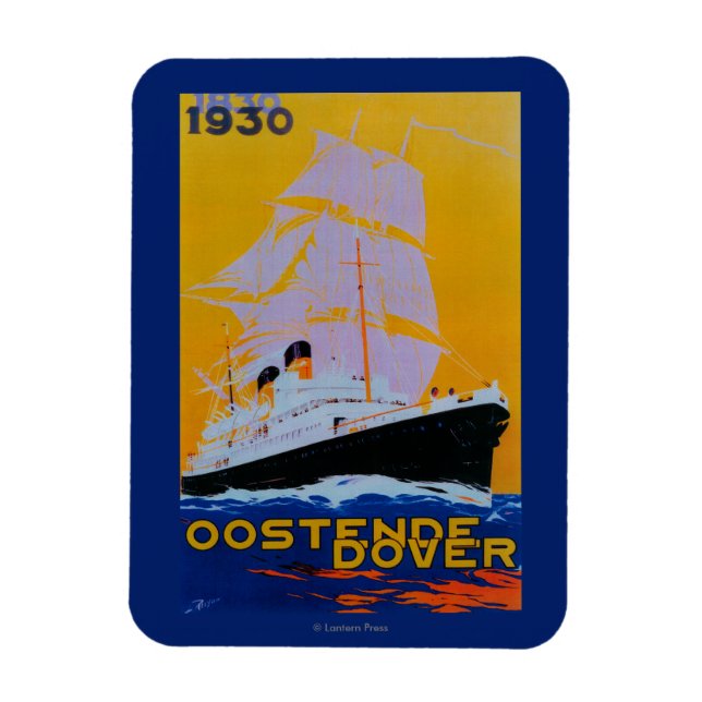 Oostende Dover Vintage Poster Europe Magnet (Vertikal)