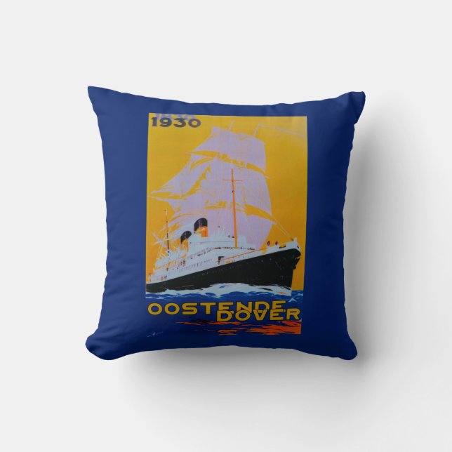 Oostende Dover Vintages PosterEurope Kissen (Vorderseite)