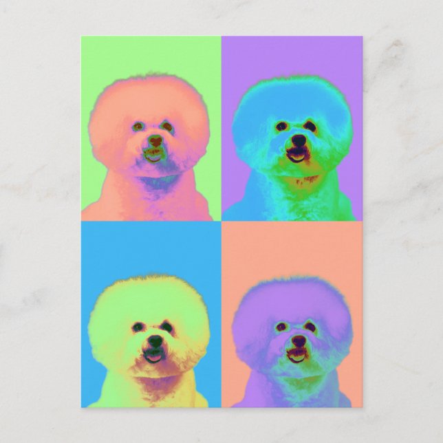 Op Art - Bichon Frise - Cody Postkarte (Vorderseite)