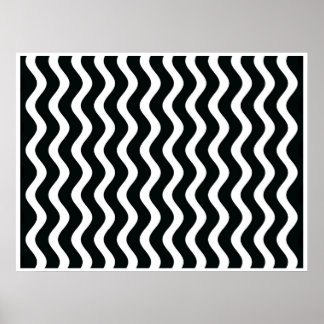 Op Art Black and White Waves Zwei Poster