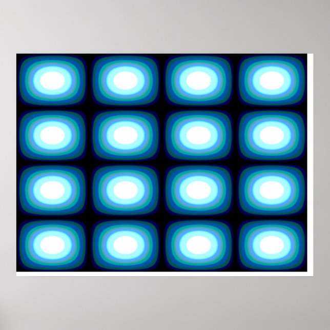 Op Art Blaue Blobs Poster (Vorne)