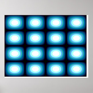 Op Art Blue Blobs Poster