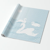 OP Art Blue Swan Drift Wrapping Paper