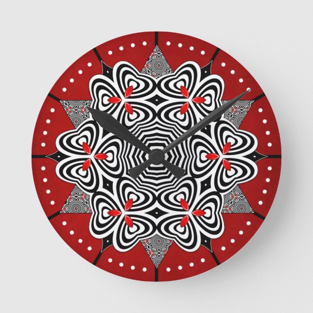 Op Art Blume Runde Wanduhr (Vorderseite)