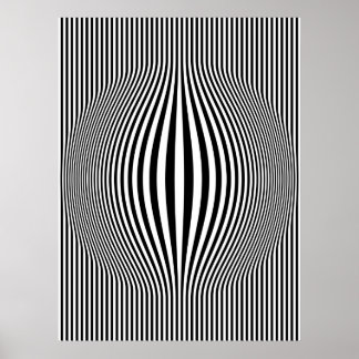 Op Art Bulding Vertikale Streifen Schwarz-Weiß Poster