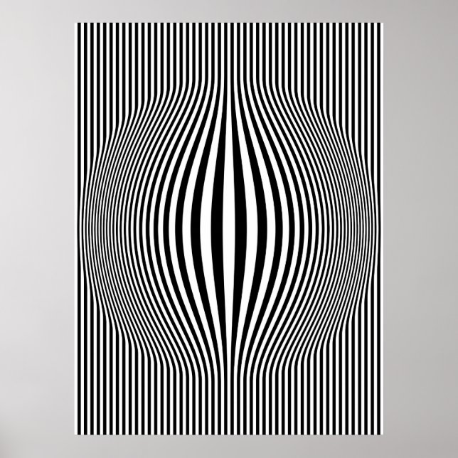 Op Art Bulding Vertikale Streifen Schwarz-Weiß Poster (Vorne)