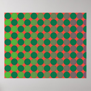 Op Art Gradient Circles Red and Green Poster
