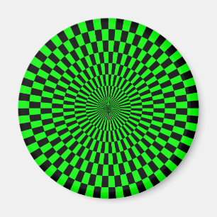 Op Art - Grün und Schwarz Magnet