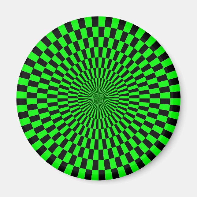 Op Art - Grün und Schwarz Magnet (Vorne)