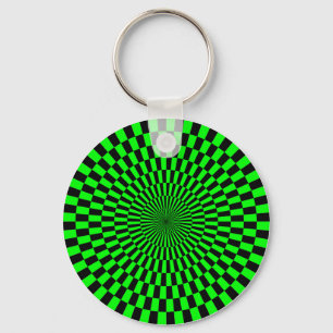 Op Art - Grün und Schwarz Schlüsselanhänger